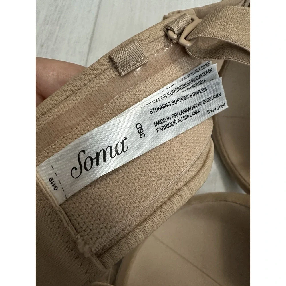 NWT SOMA Stunning‎ Support Strapless Bra Size 36D Soft Tan Color